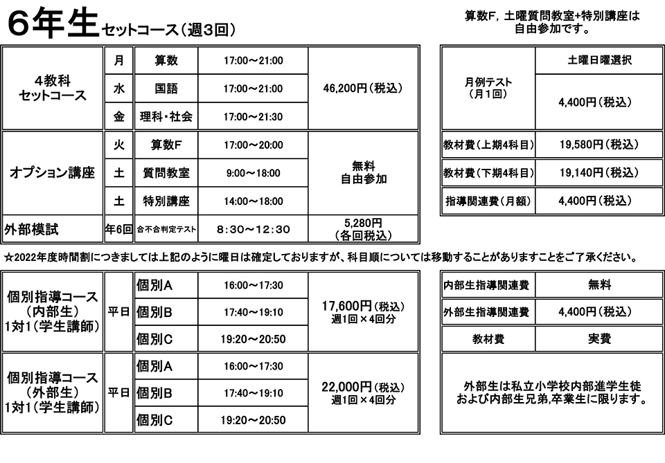 小学6年生セットコース