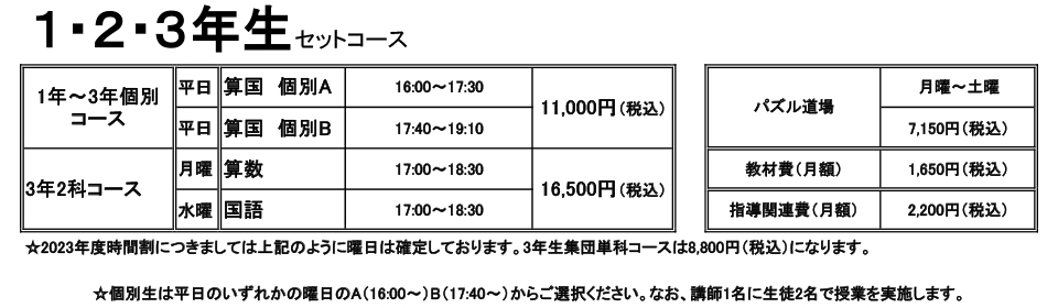 小学1～3年生セットコース